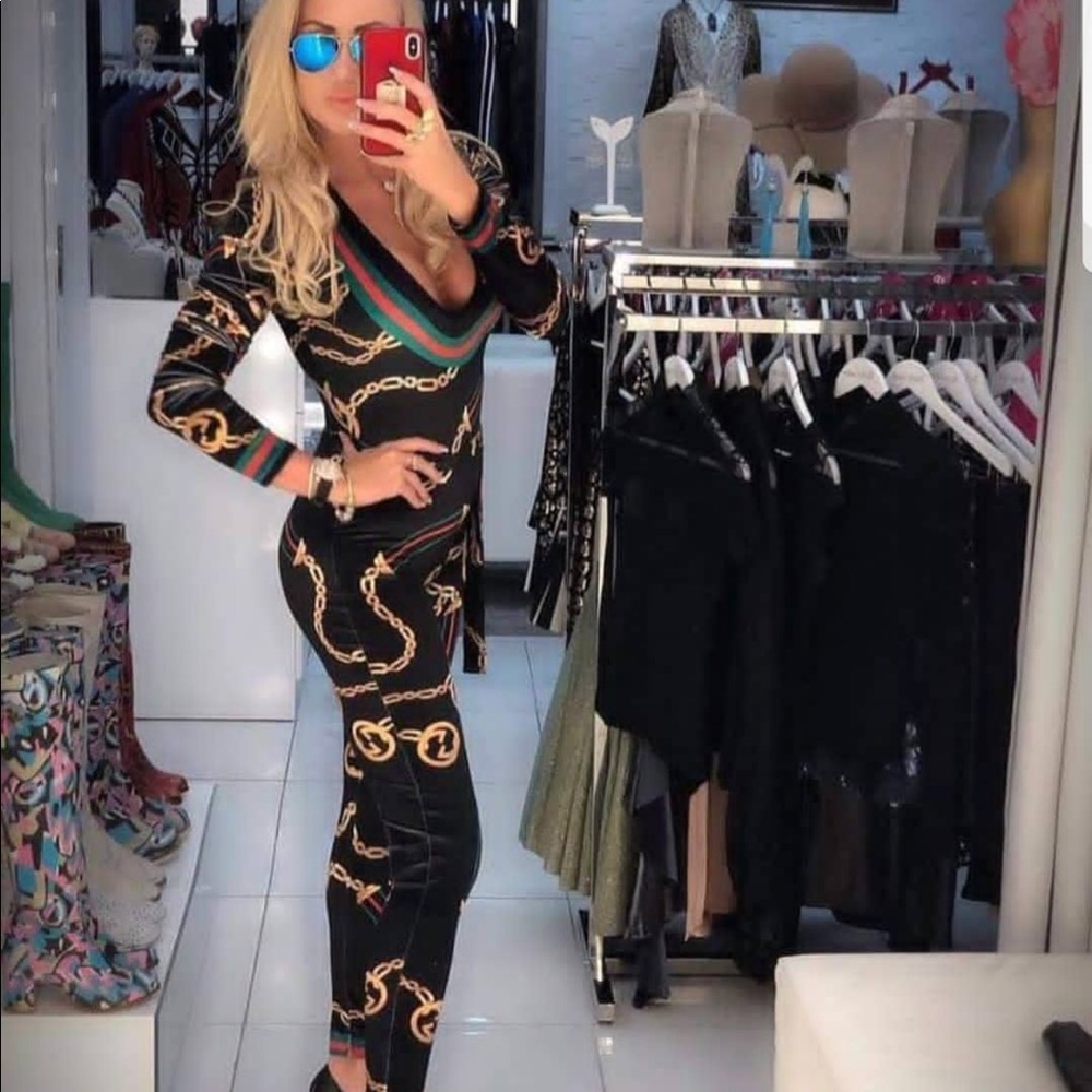 Classy Unique Jumpsuit/ Black and Gold